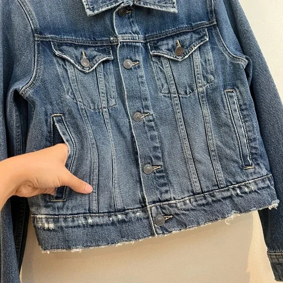 Current Elliot The Baby Trucker Blue Designer Classic Casual Denim Jean Jacket M - Picture 7 of 11